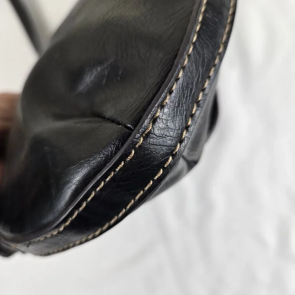 Nine West Black Foldover Crossbody Bag Adustable Long Strap Faux Leather